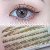 Pestañas postizas tipo A de cola de pez color marrón caramelo